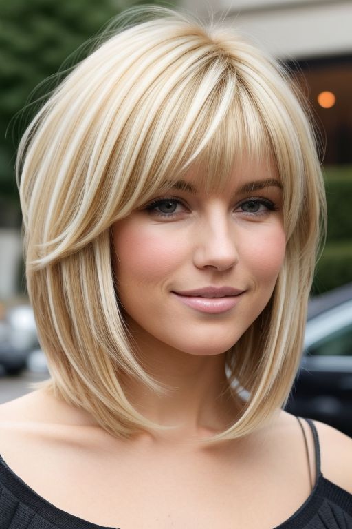 Blonde Layers With Side Swept Bangs_524421