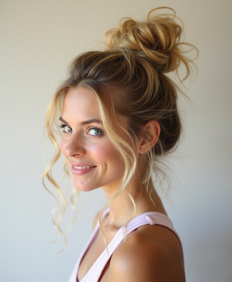 effortless messy top bun