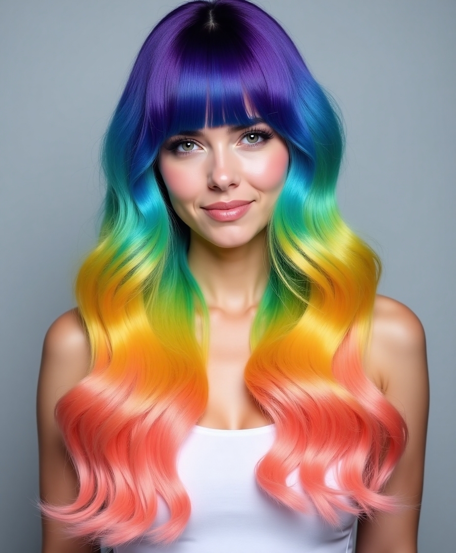 festival ready rainbow ombre hair