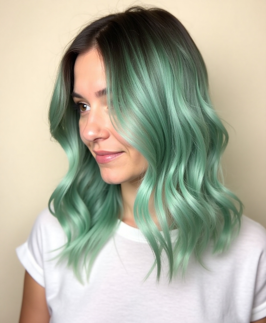 mint and sage hair