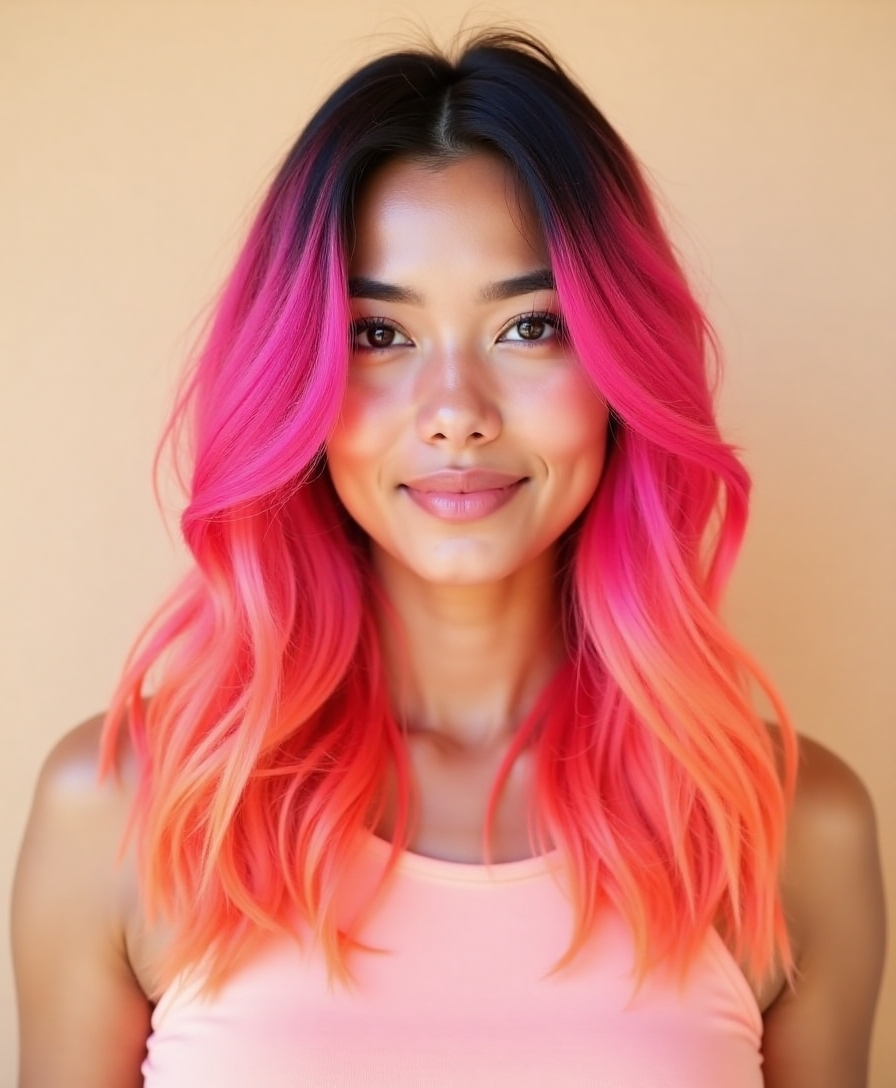 neon pink and coral combination