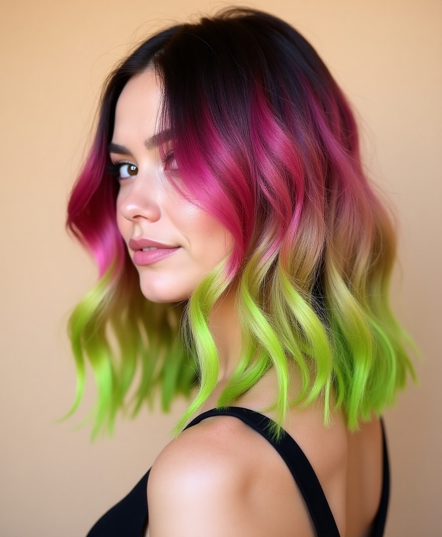 subtle watermelon hair highlights