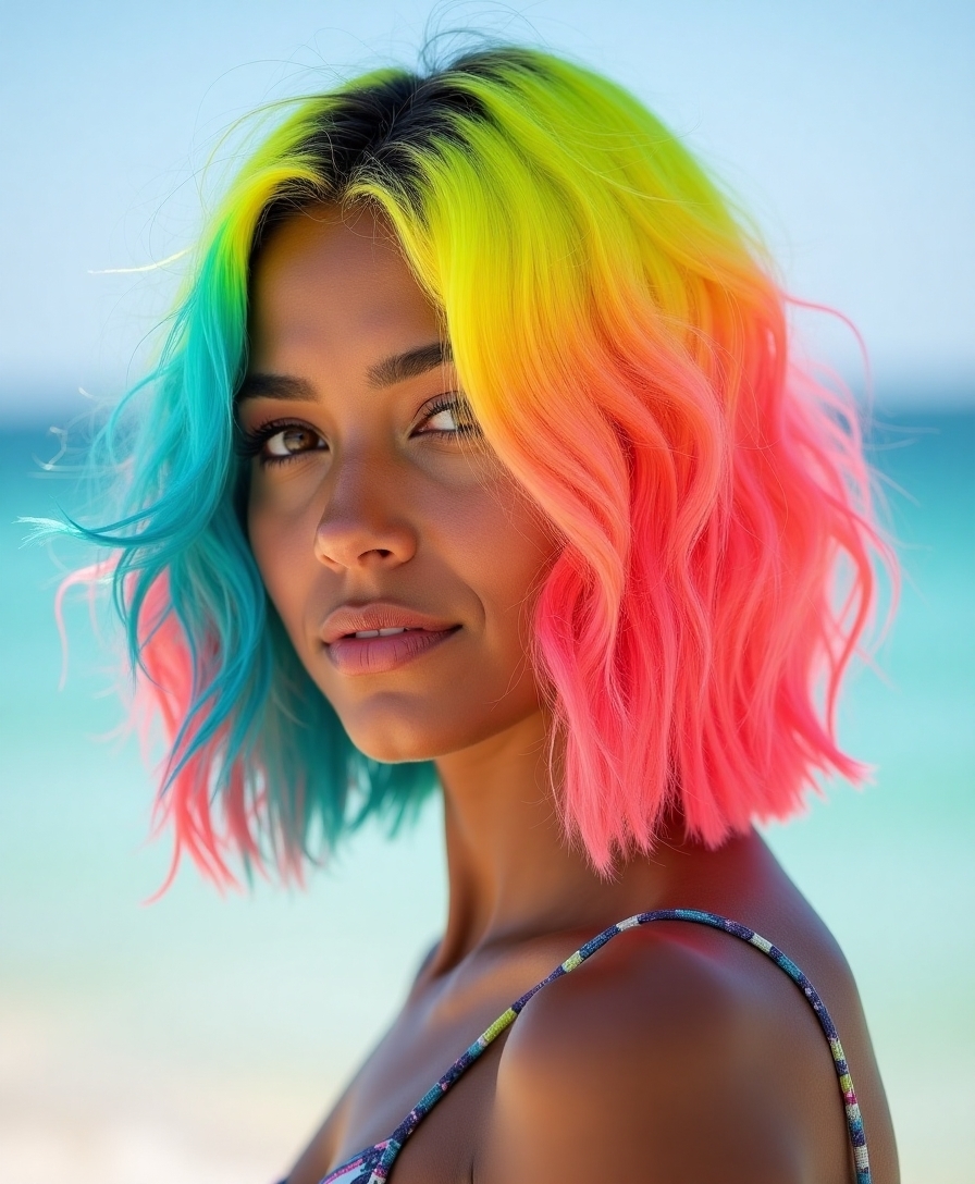 tropical neon hair trend