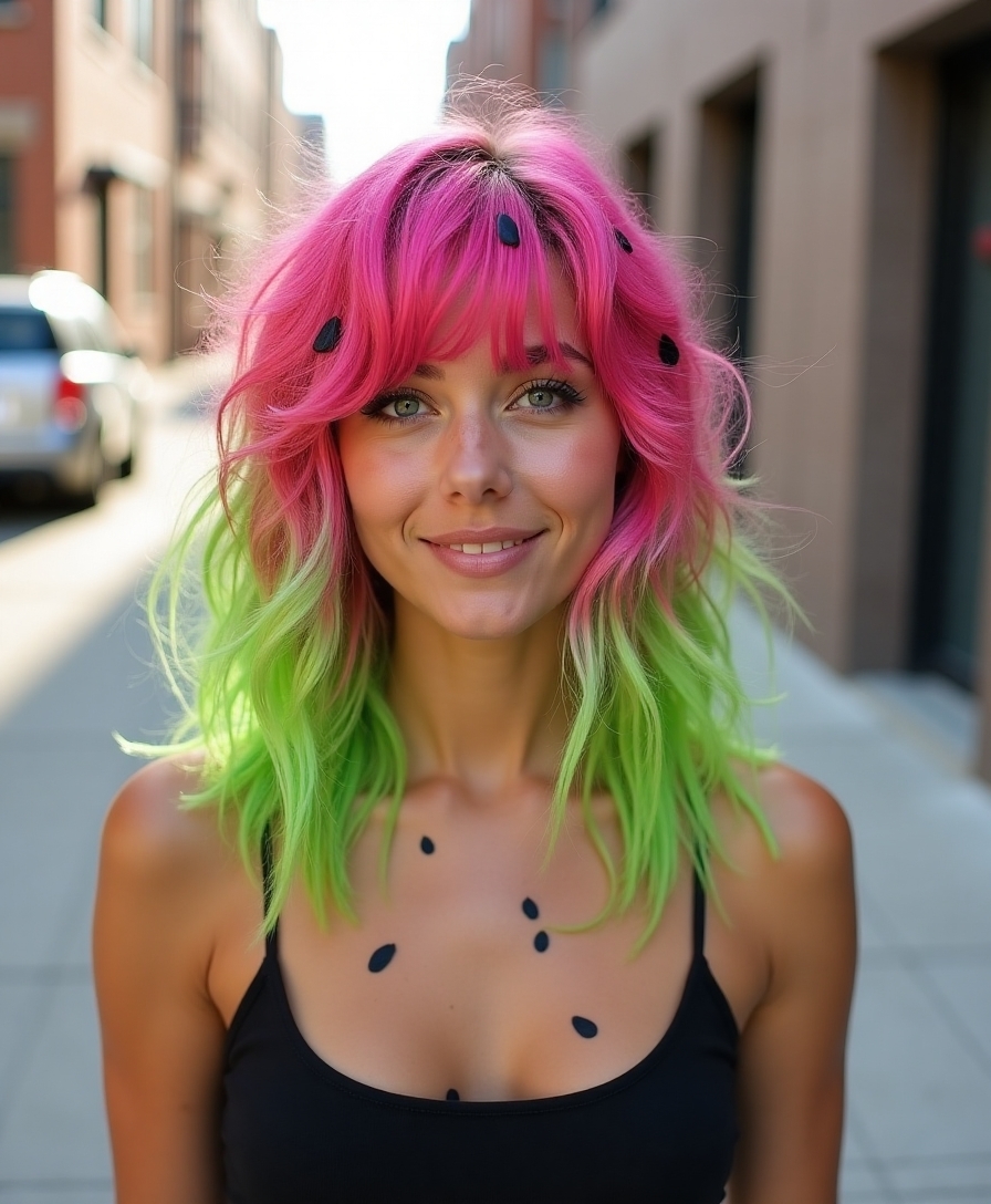 watermelon hair street style