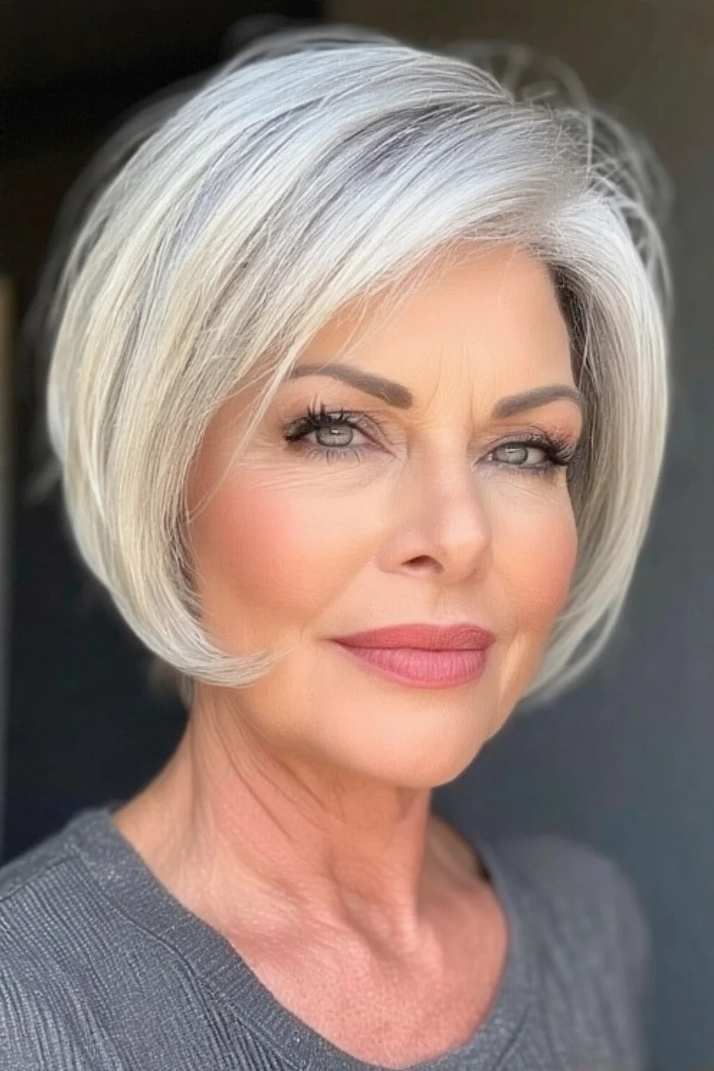 Angled bob hairstyle for a sharp, modern look.