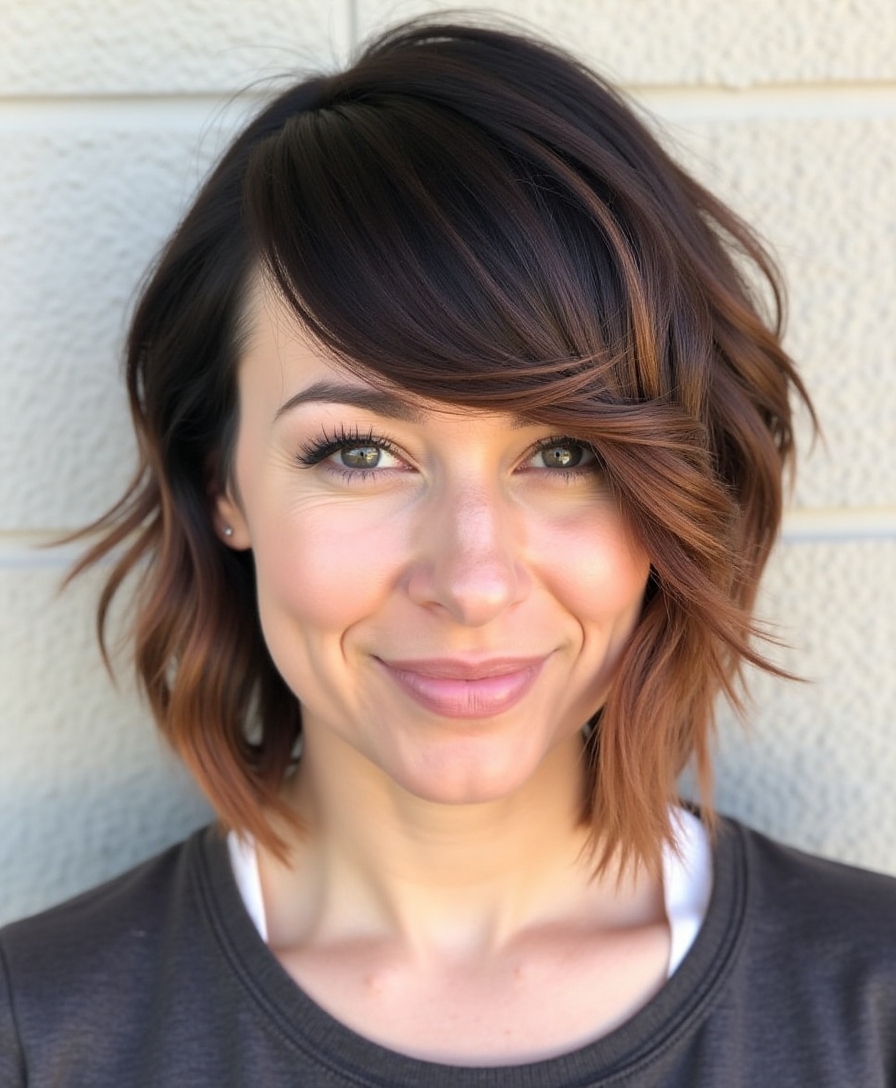 asymmetrical cut with texture