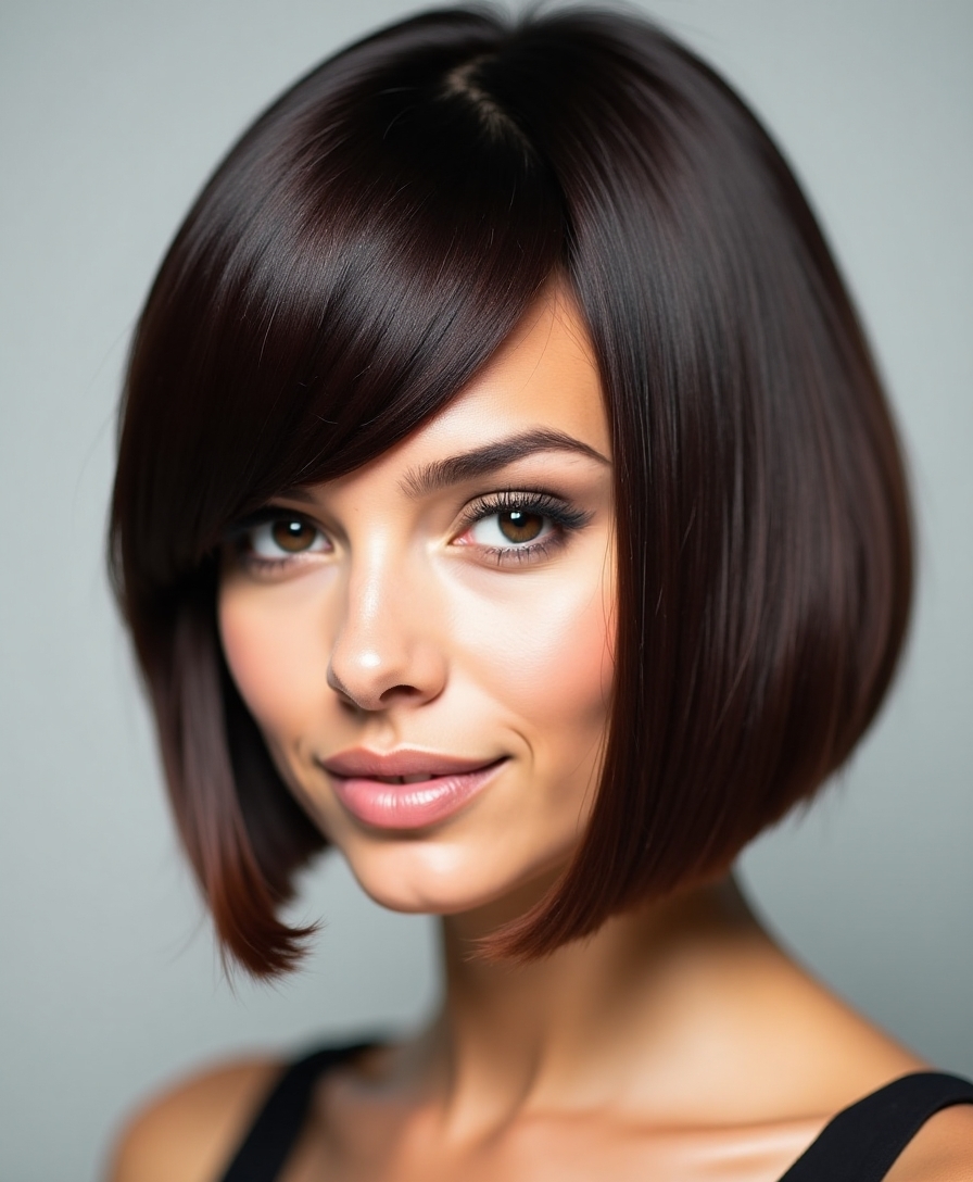 asymmetrical side swept bobs