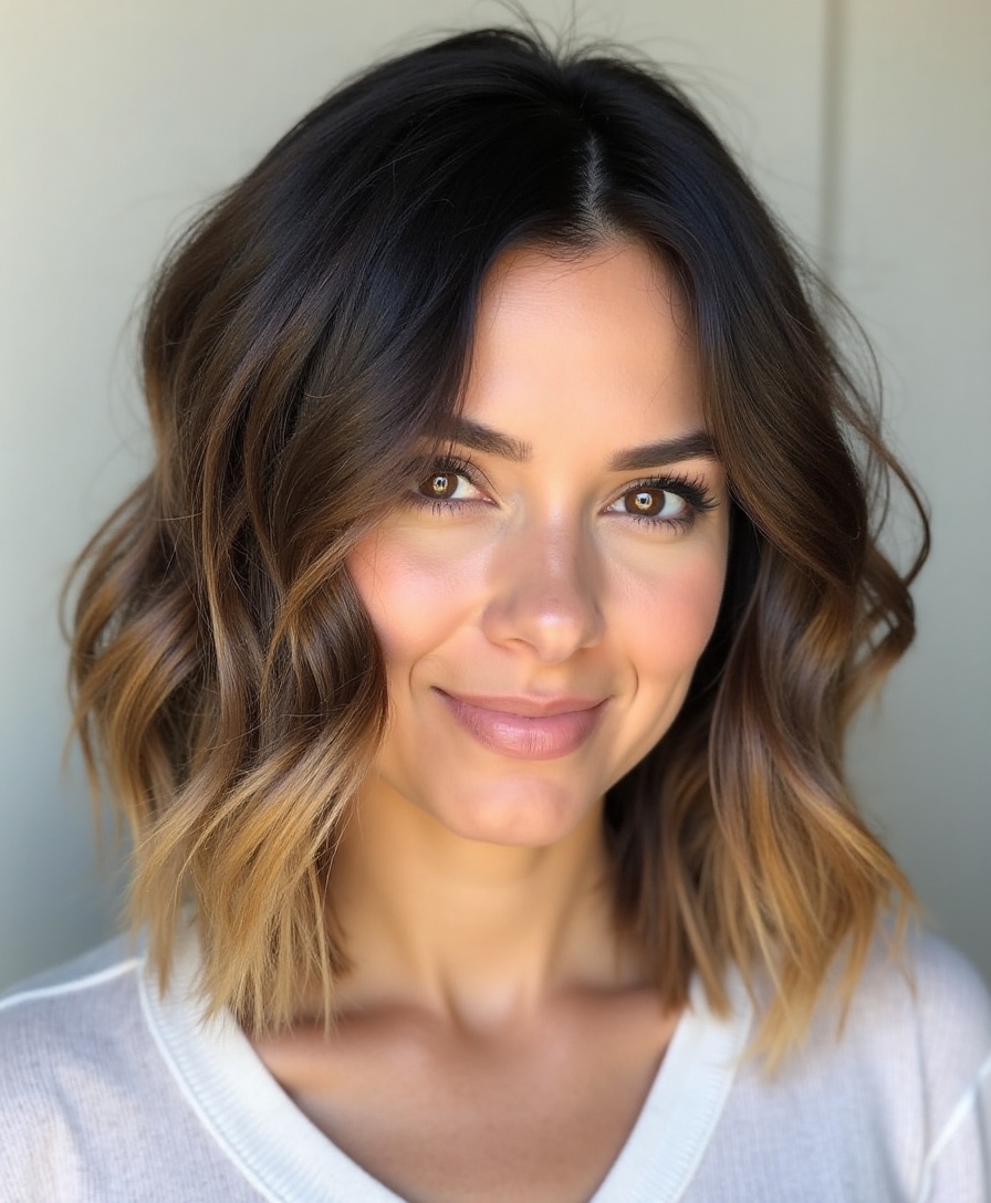 asymmetrical wavy bob hairstyle
