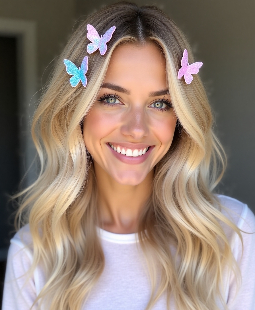 butterfly clips beachy waves