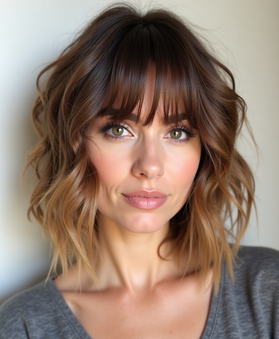 choppy layers with bangs