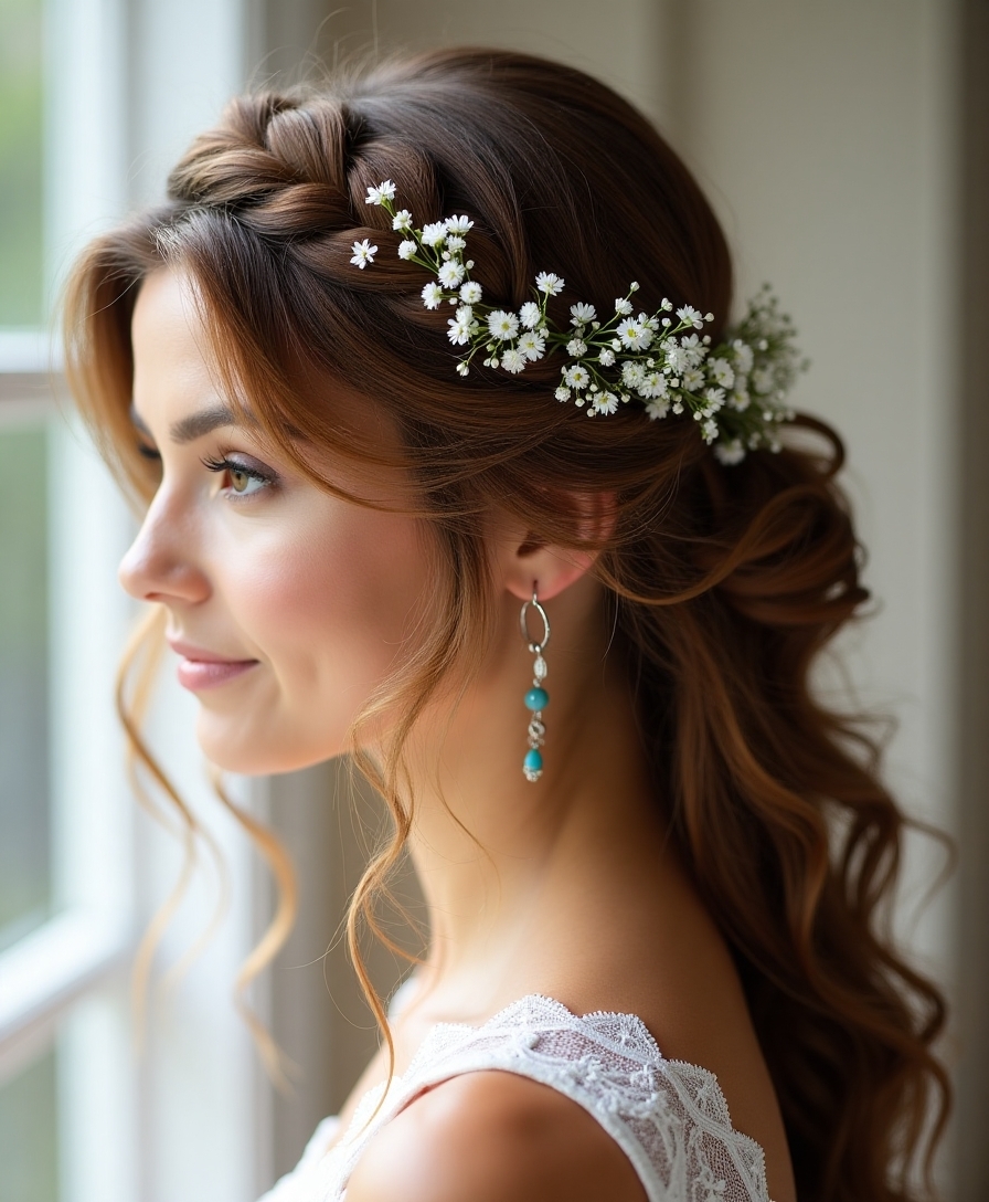 elegant braided crown curls