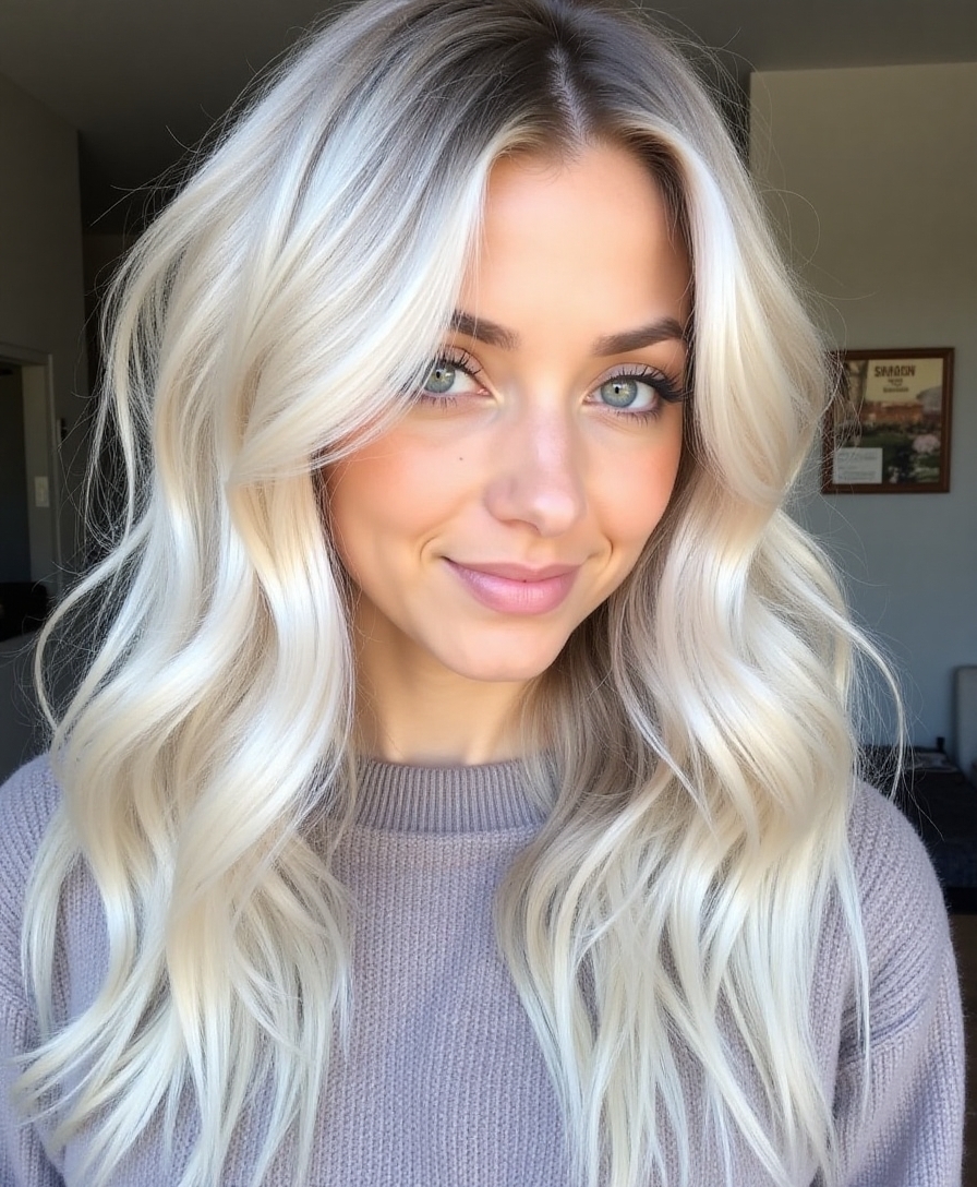 elegant long silver waves