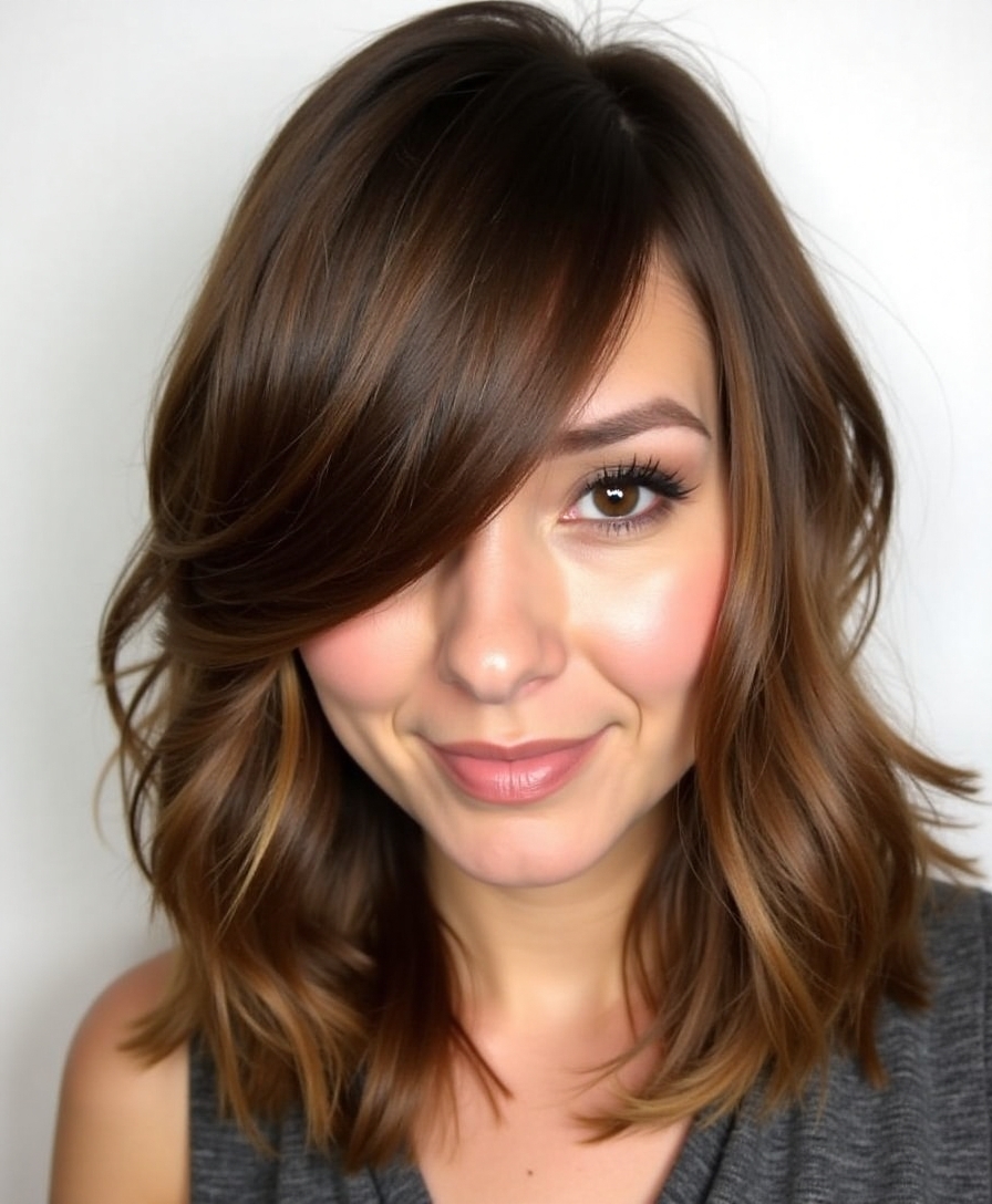 glamorous long side swept bangs