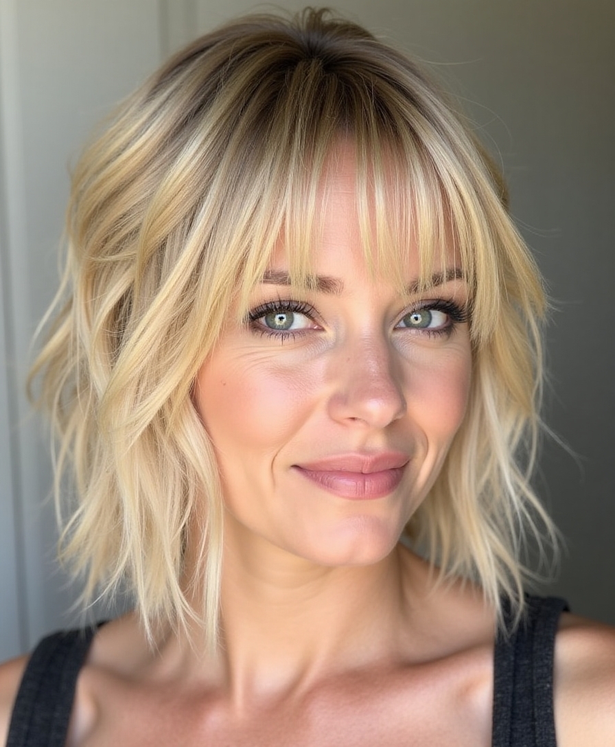 playful shag haircut bangs