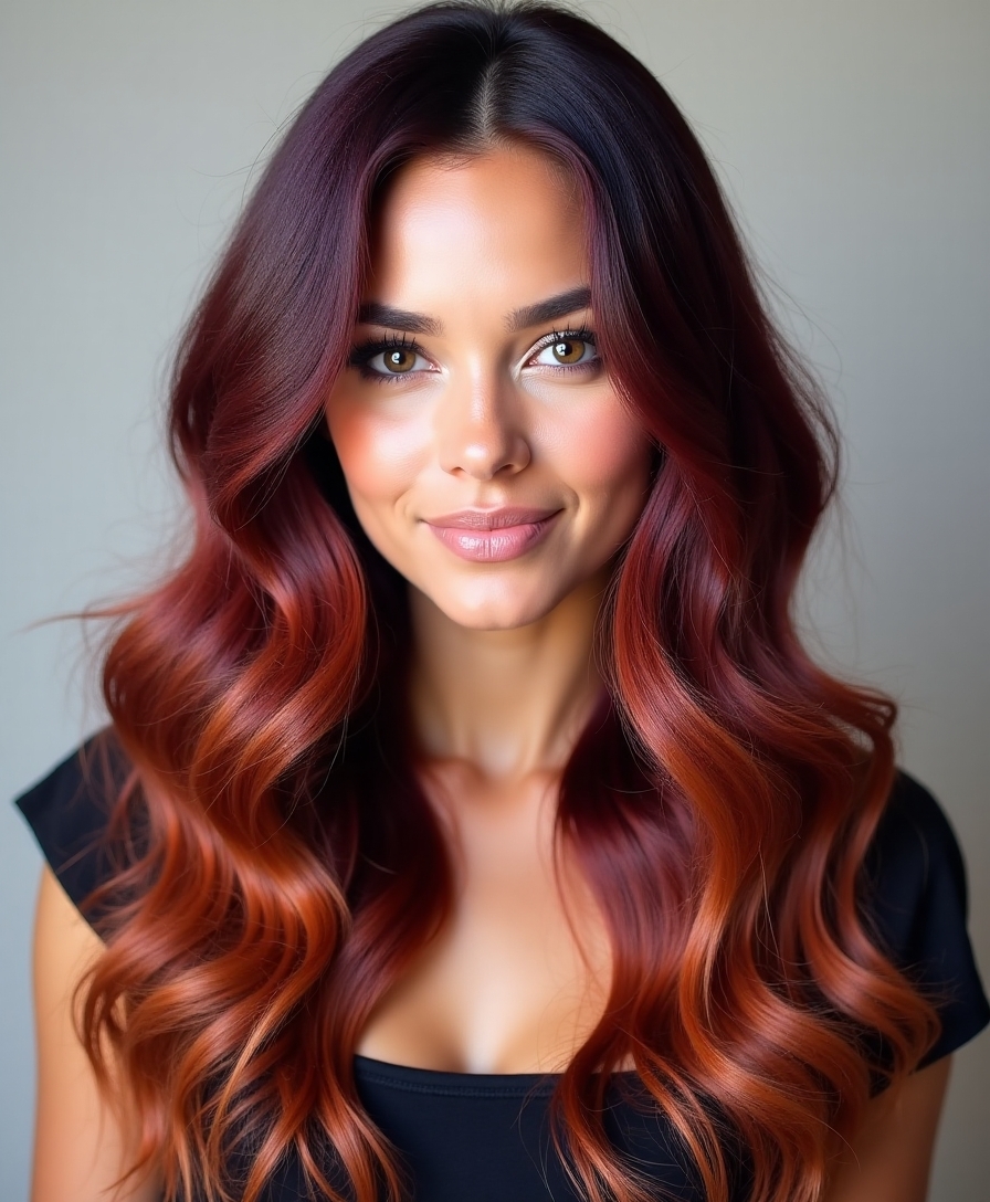 vibrant rich burgundy hairstyle