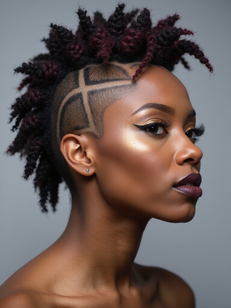 asymmetrical mohawk with braids
