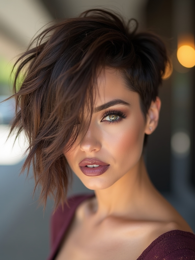 asymmetrical shaggy haircut style