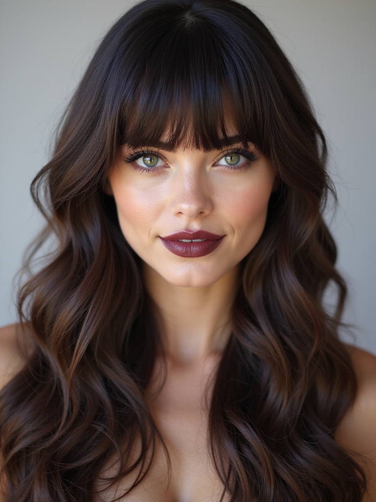 bangs and long hair harmony