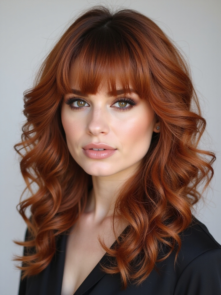 bangs enhance shag hairstyle