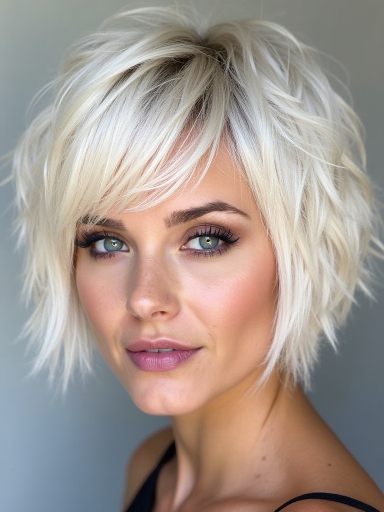 bangs enhance shaggy bob