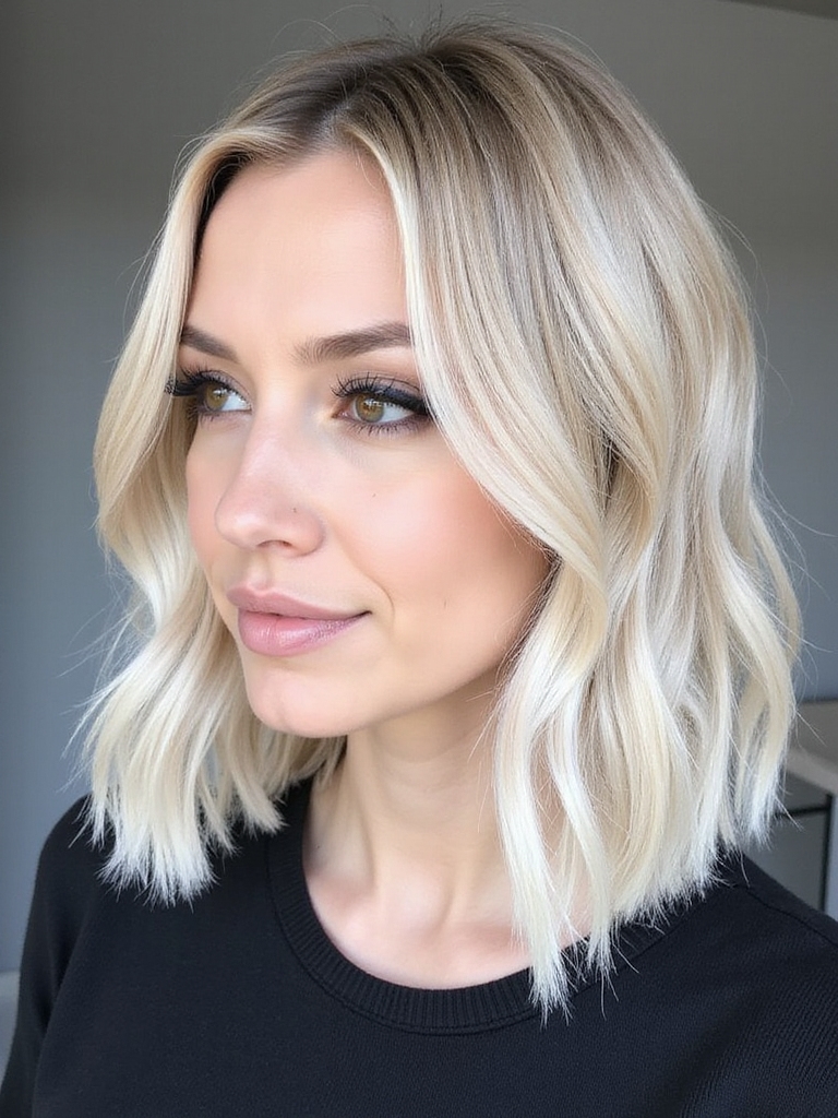 blonde lob with dimension