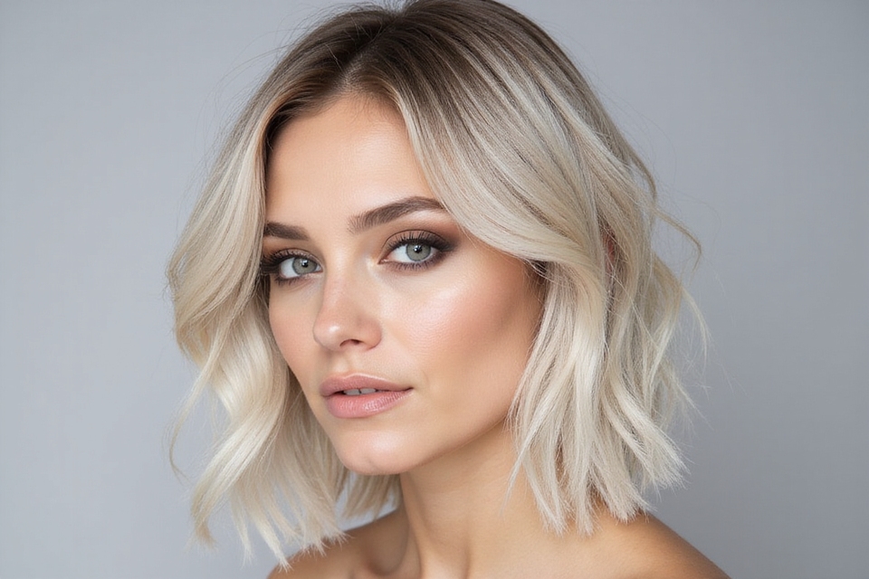 blonde lob with gradient