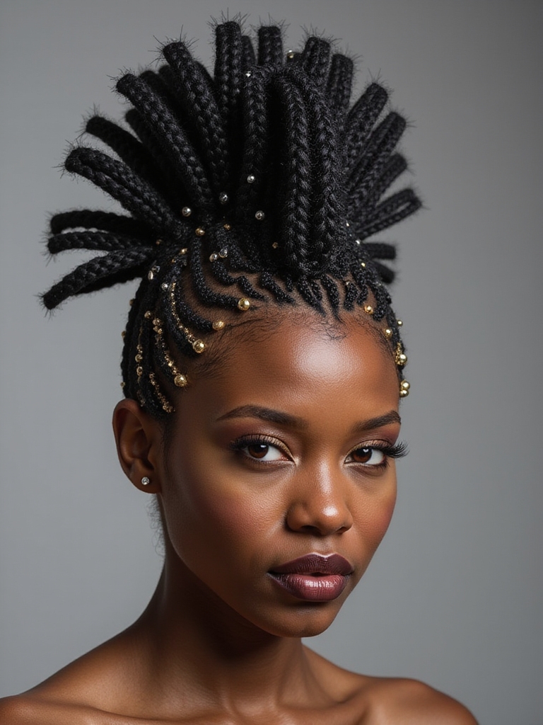 bold beaded braid mohawk