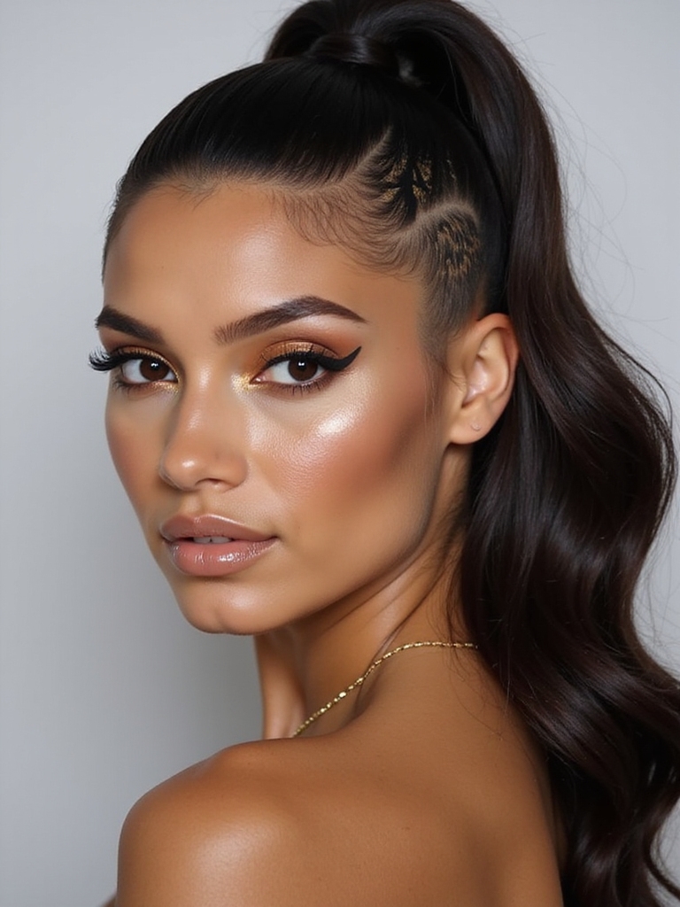 bold undercut high ponytail