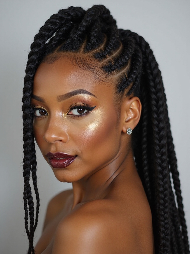 box braids mohawk style