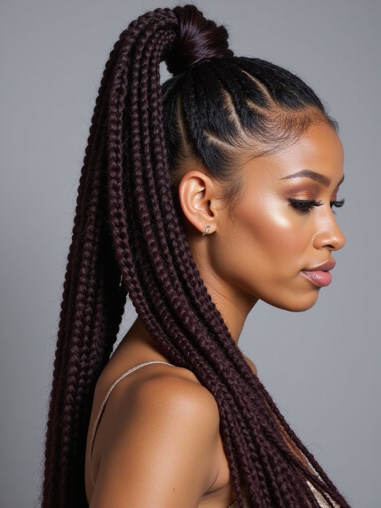 chic confident cornrow ponytails