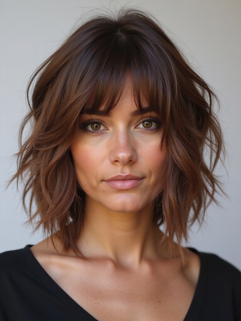 chic layered shag hairstyle