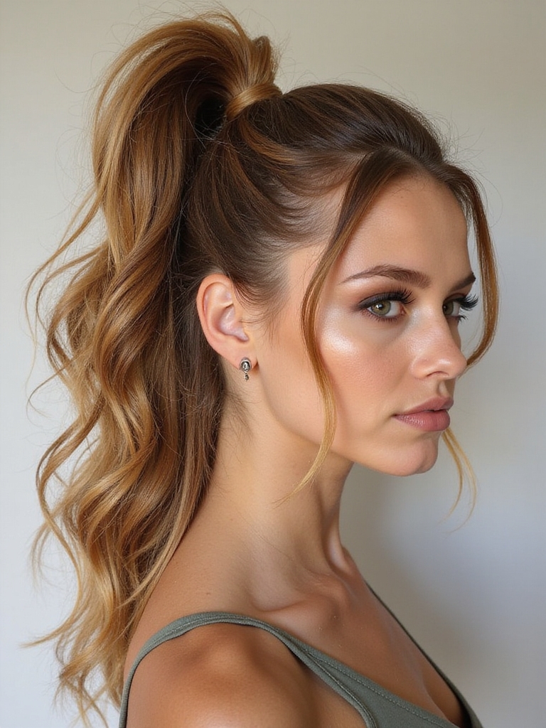 chic textured messy ponytail
