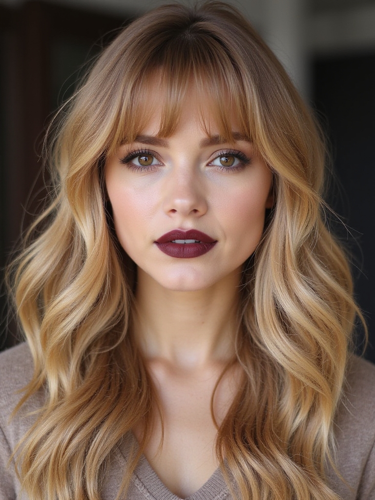 curtain bangs enhance long hair