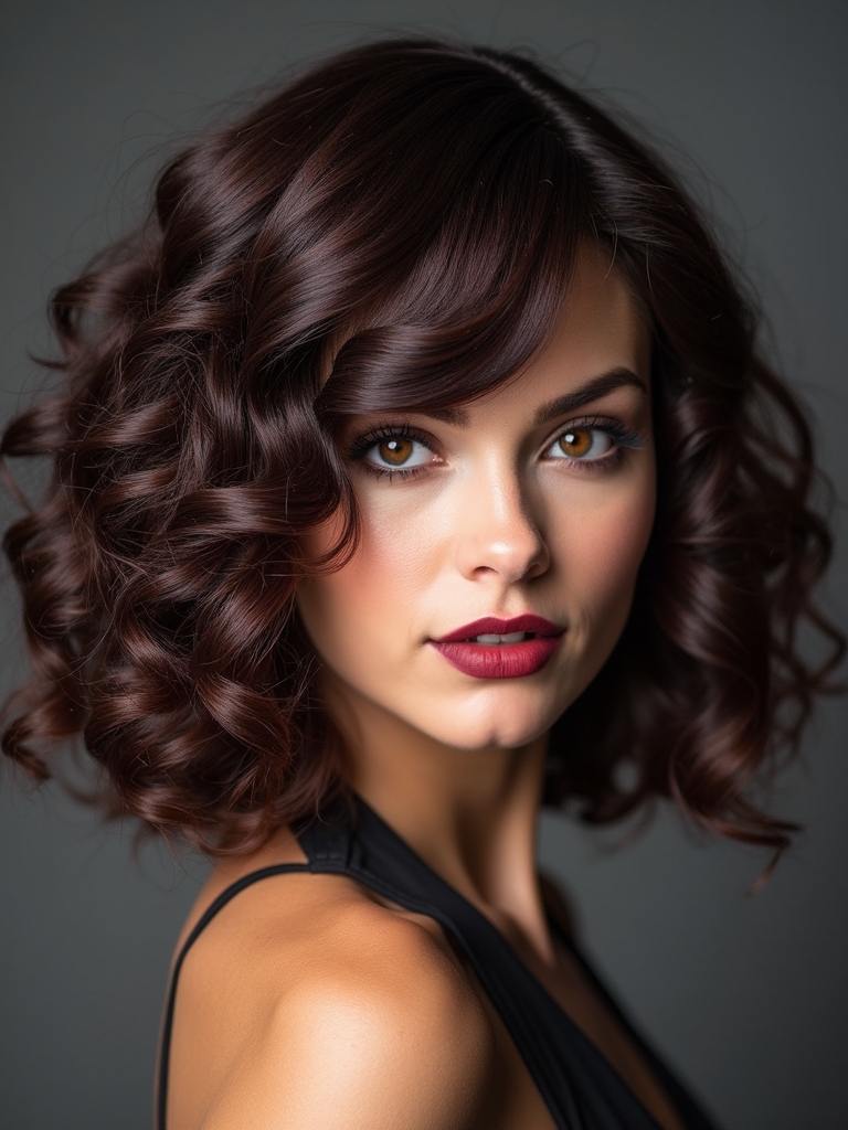 deep textured curly bob
