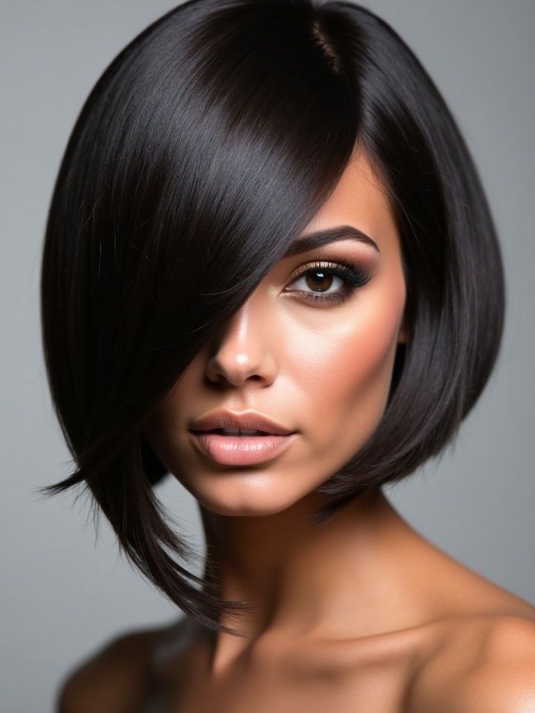 dramatic bob side part