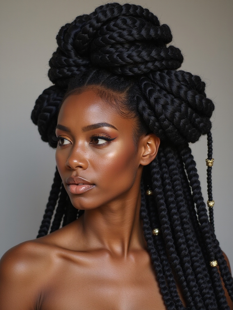 dramatic jumbo braid elegance