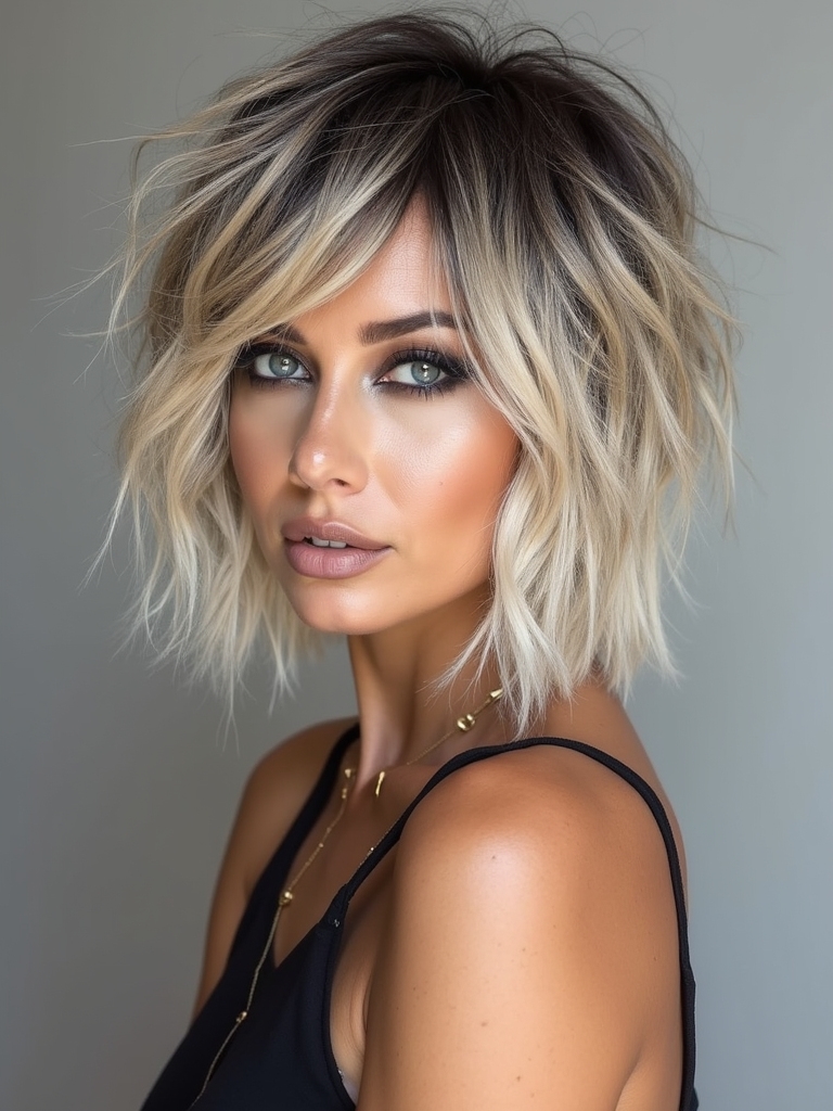 edgy shag with highlights