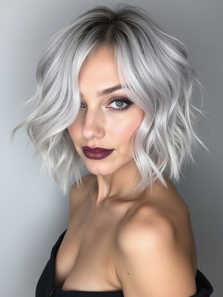 edgy textured wavy hairstyle