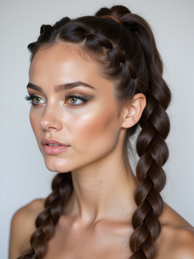 elegant cascading braid ponytail