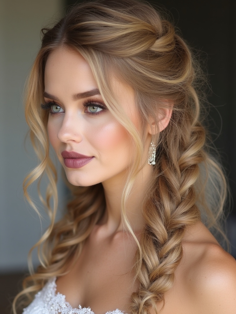 elegant half up fishtail braid
