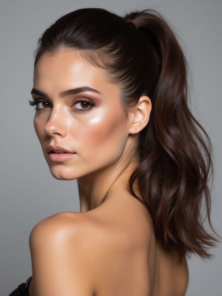 elegant half up ponytail