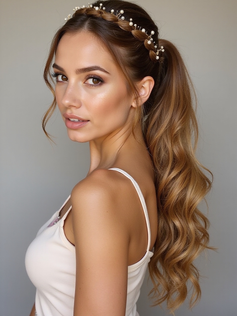 elegant high ponytail accents