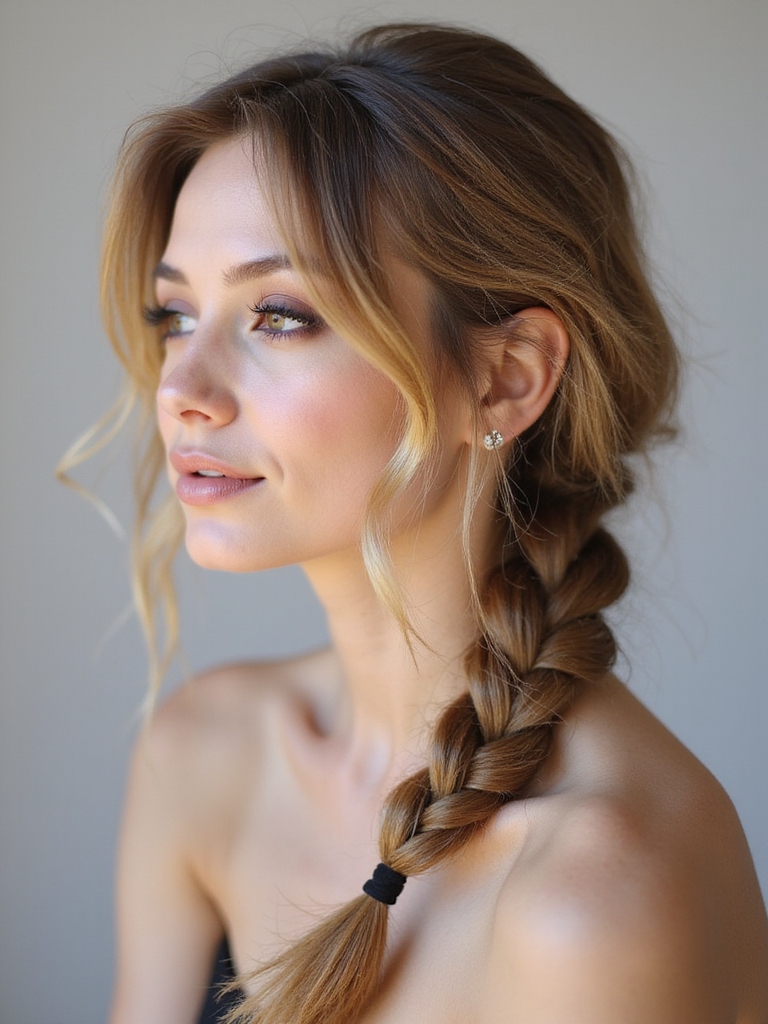 elegant loose side braid