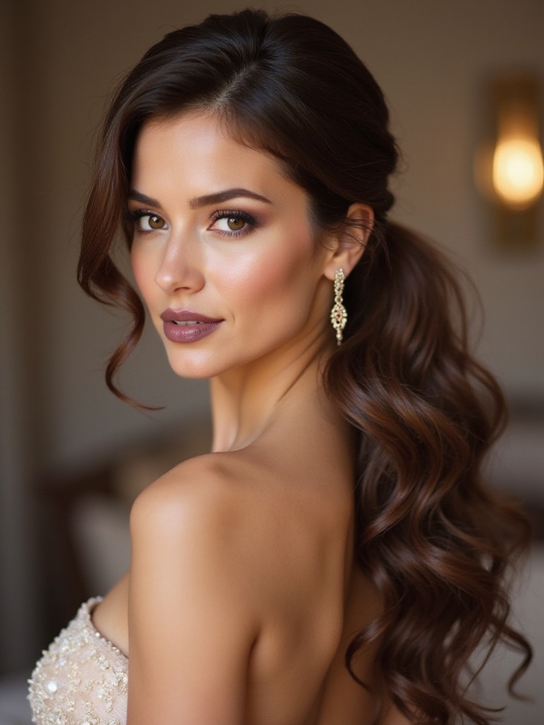 elegant low ponytail volume