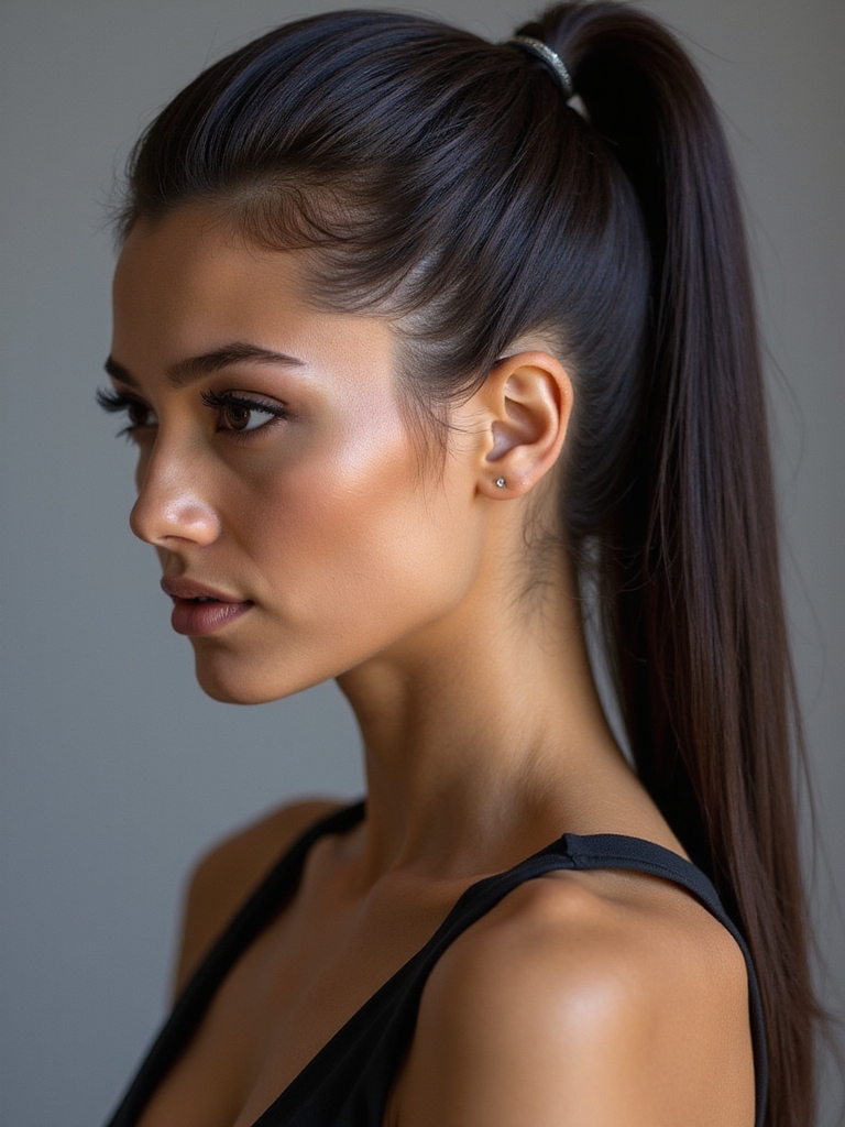 elegant side parted ponytail