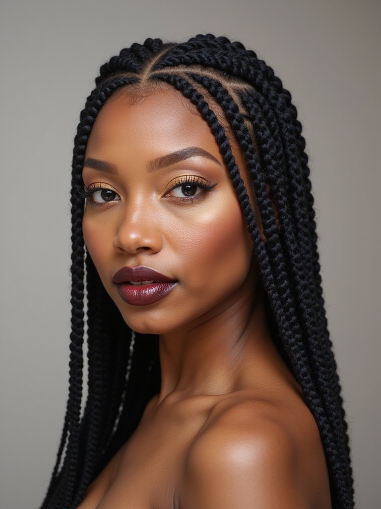 evenly sectioned cornrow braiding