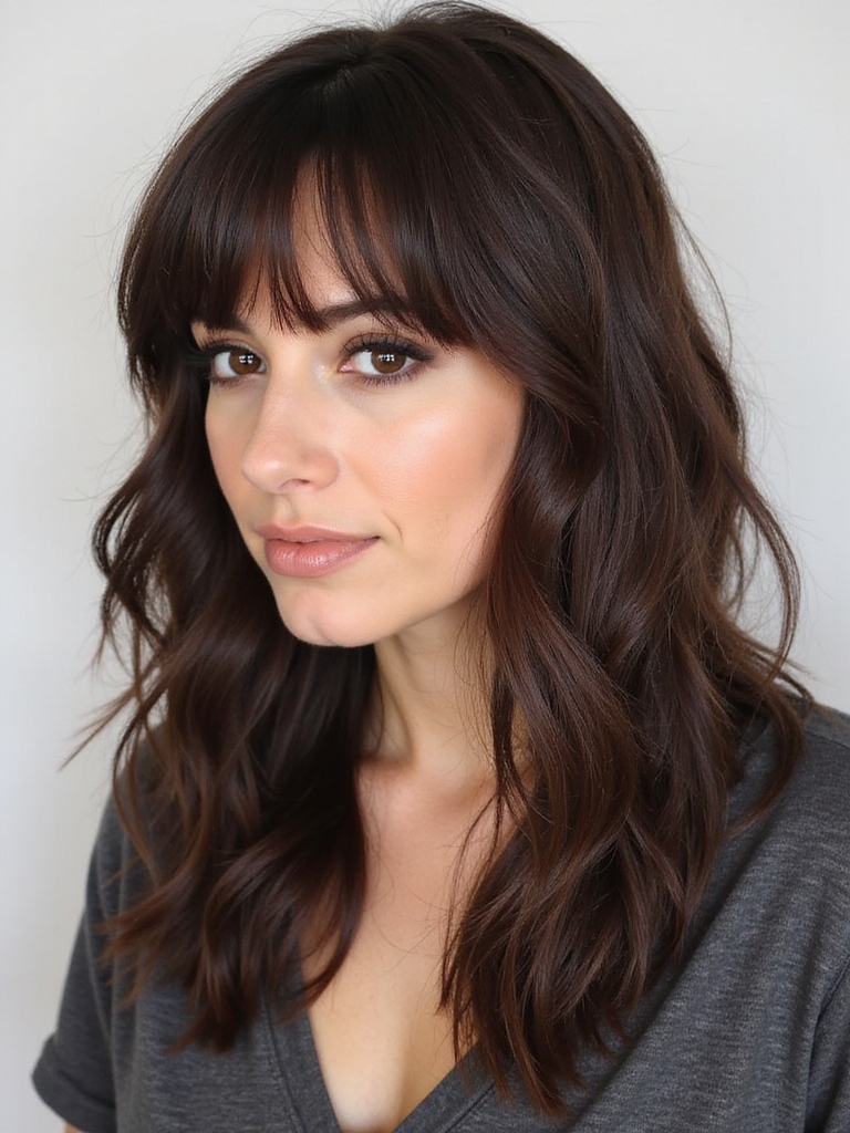hairstyles complementing curtain bangs