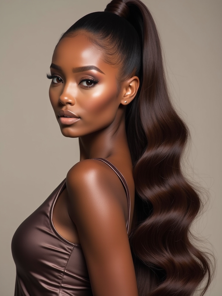 high ponytail with extensions