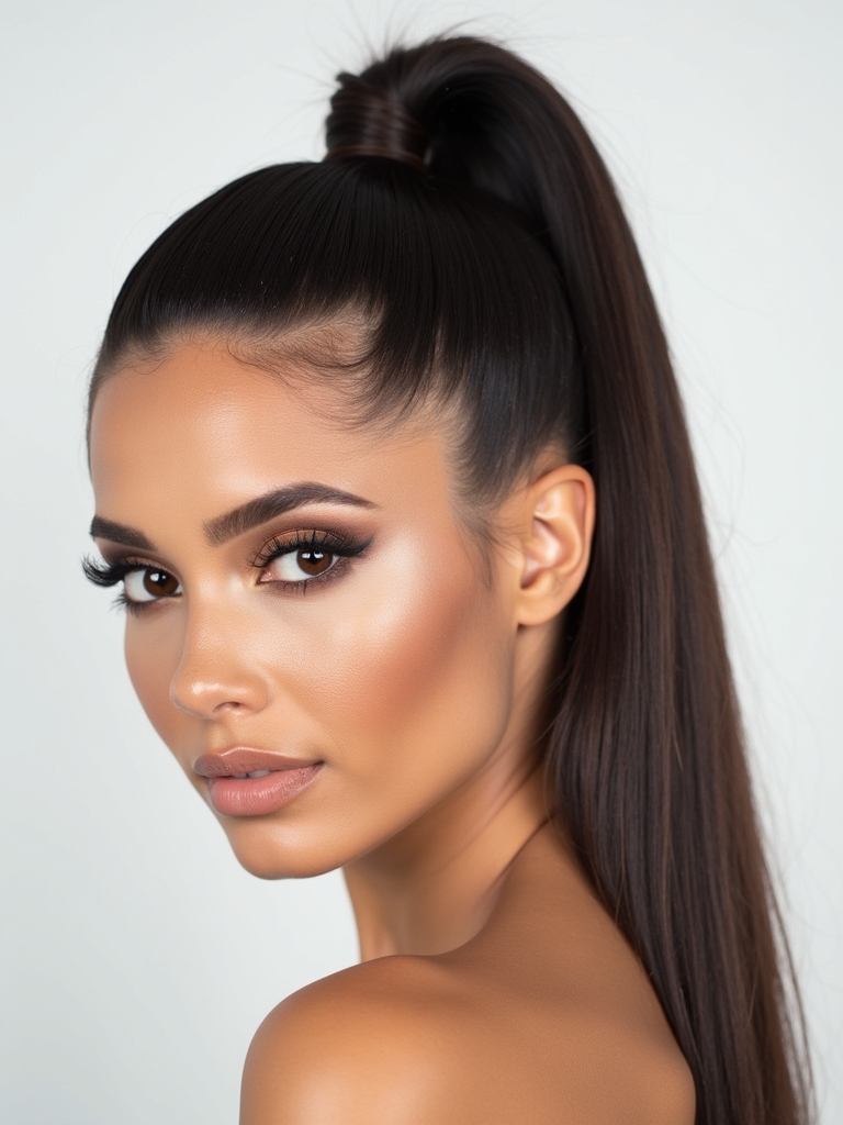 high volume sleek ponytail