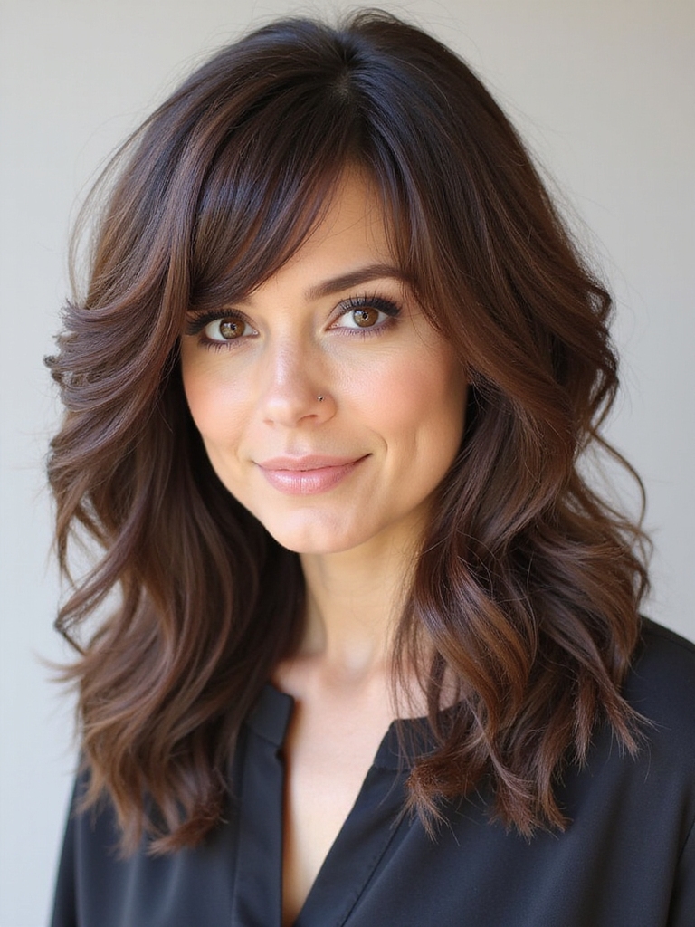 layered hair with bangs